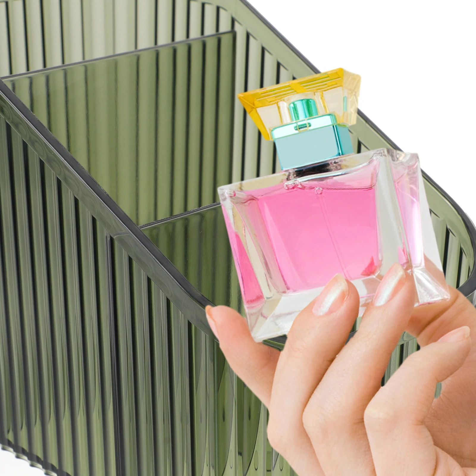 

Transparent Striped Brush Holder Brush ganizer 3 Tier Green Desk Pen Holder Storage Container Storage