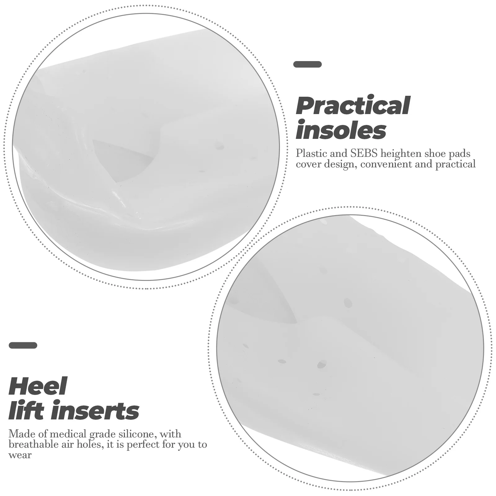 

Invisible Heel Insoles Silicone Heighten Shoe Inserts Fit All Sneakers Boots For Men Women Half Lift Inserts Foot Care Tool