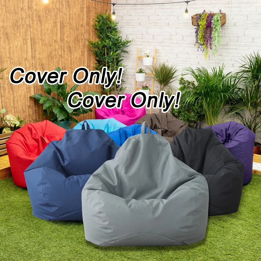 600D Splash-proof Lazy Sofa Cover Summer Garden Single Bean Bag Chair Cover Outdoor Indoor Unpadded Home Recliner Bag