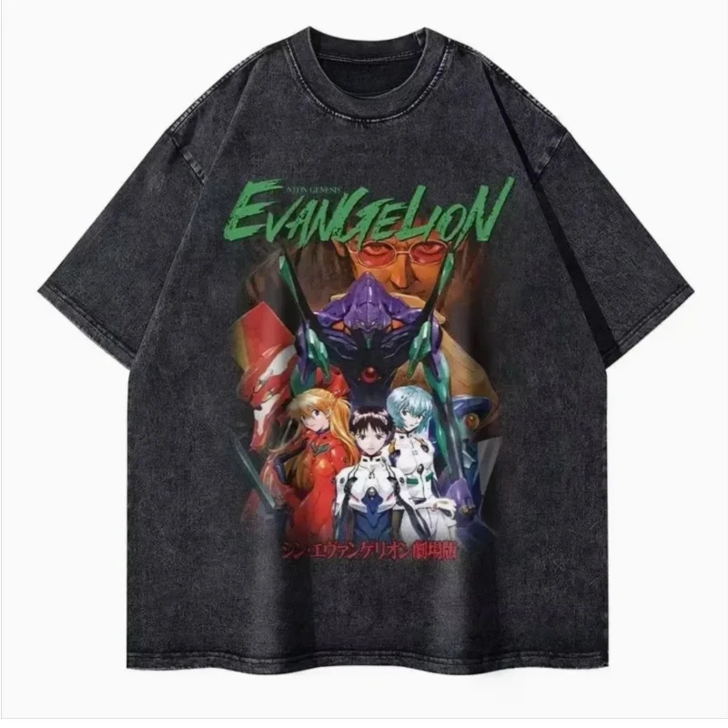 

Мужская большая футболка Y2K, модная уличная брендовая футболка из ЭВА с анимацией в стиле ретро, женская футболка с короткими рукавами, повседневный топ, летние бедра