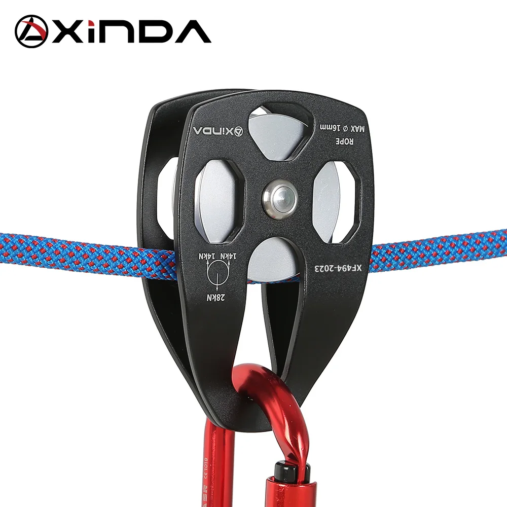 XINDA Professional  Pulley Gear Mountaineering Rock Climbing Rescue High Altitude Carriage Rescue Pulley Sheave with Swing Plate