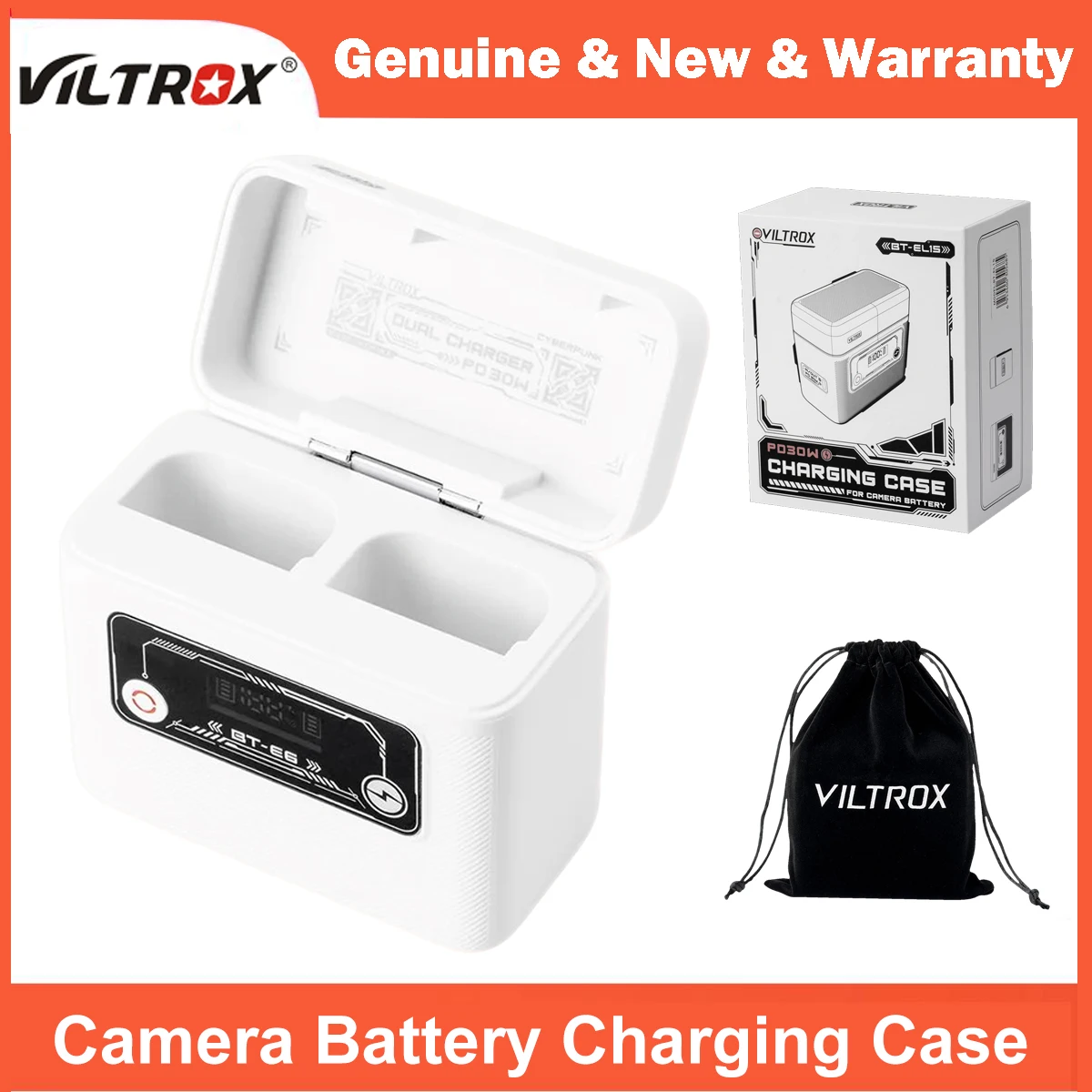 Viltrox Camera Battery Charging Case 30W Bi-Directional Fast Charging for Sony NP-FZ100 Canon LP-E6 Fuji NP-W235 Nikon EN-EL15