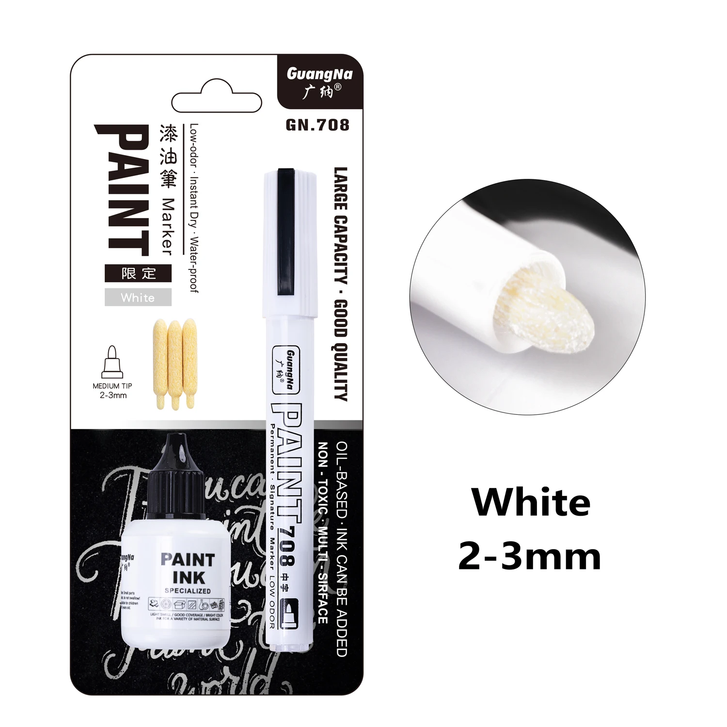 Permanente Farbmarker-Stifte mit Tintenset Gold Silber Weiß 2mm Kunstmarker Reifenprofil Gummi Stoff Metall Metallic-Marker-Stifte – Detail 1