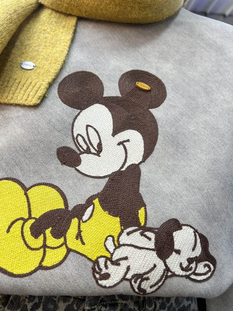 Sweet Embroidery Cartoon Crewneck Sweatshirt 2025 Autumn Winter Stylish Youthful Loose Short Long Sleeved Jacket Sudaderas Mujer