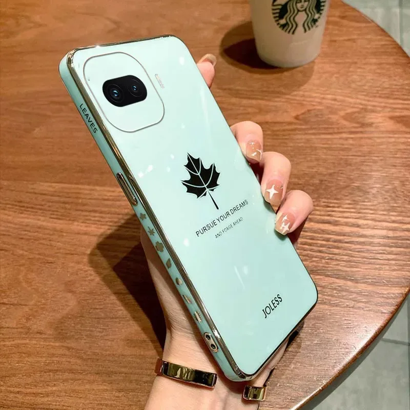 Skinlee For IQOO 15R Ultra Case Plated Bezel Maple Leaf Pattern Silicone Cover For IQOO 15R Ultra Back Casing