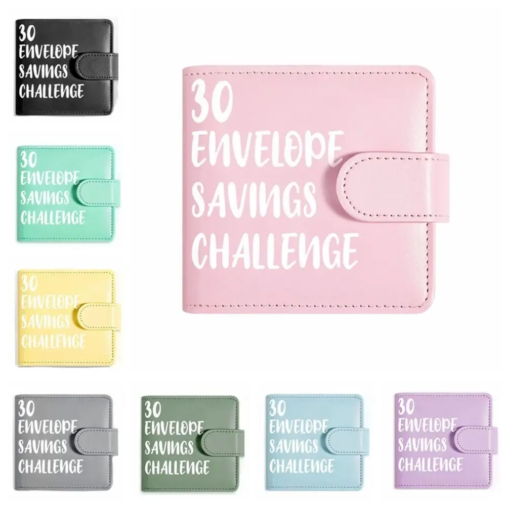 PU Leather Cash Saving Challenges 30Days Handbook Envelope Challenge Binder Financial Planner Waterproof Envelope Binder Notbook