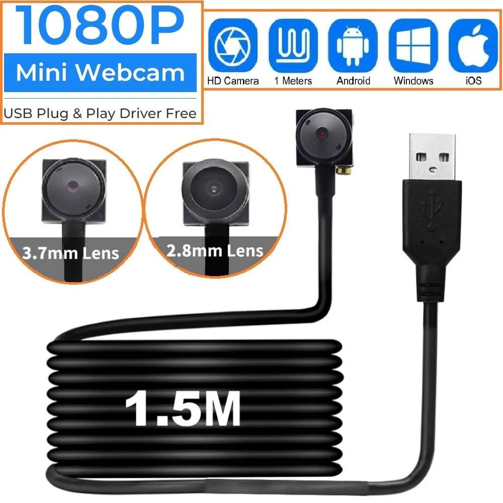 HD Portability USB Computer Camera Webcam Mini Peripheral Camera Lens Camera Full Webcam PC CCTV Outdoor Camcorder Security Vide