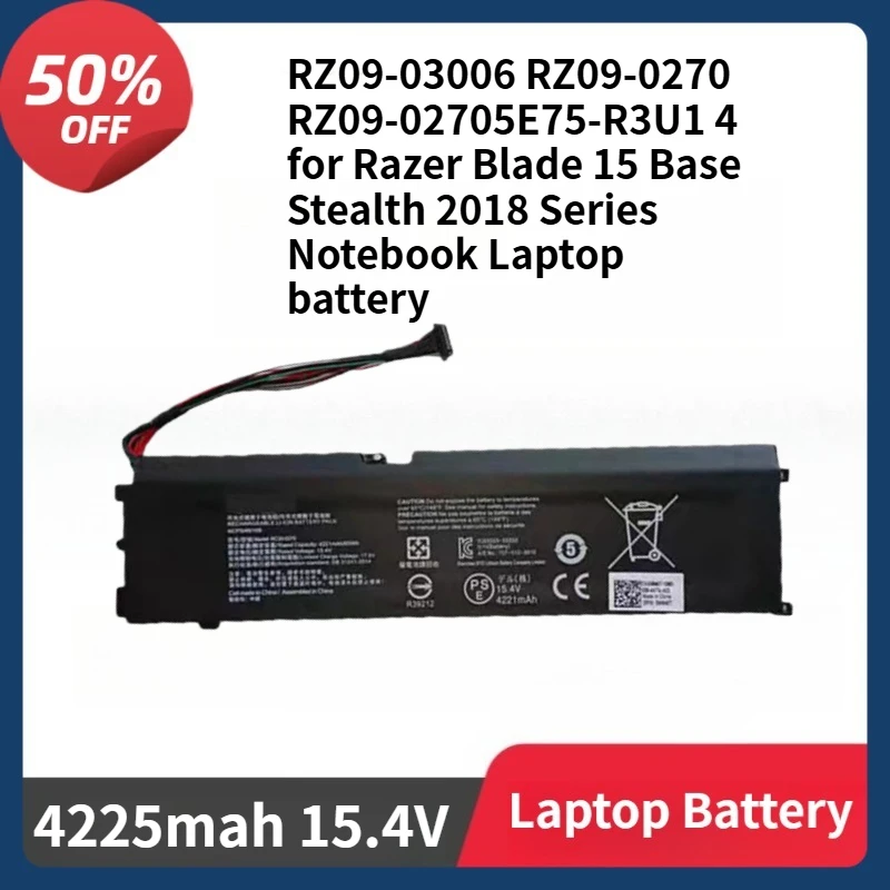 RC30-0270 Аккумулятор RZ09-03006 RZ09-0270 RZ09-02705E75-R3U1 4 для Razer Blade 15 Base Stealth 2018 Series Ноутбук 4225 мАч Аккумулятор