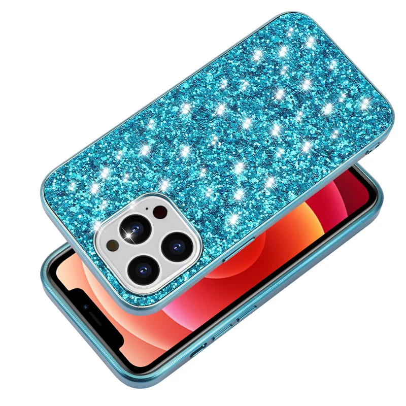 Paillette Bling shining Back Case For iPhone 15 16 14 13 12 11 Pro Max Mini 7 8 Plus XS XR glitter luminous Cover