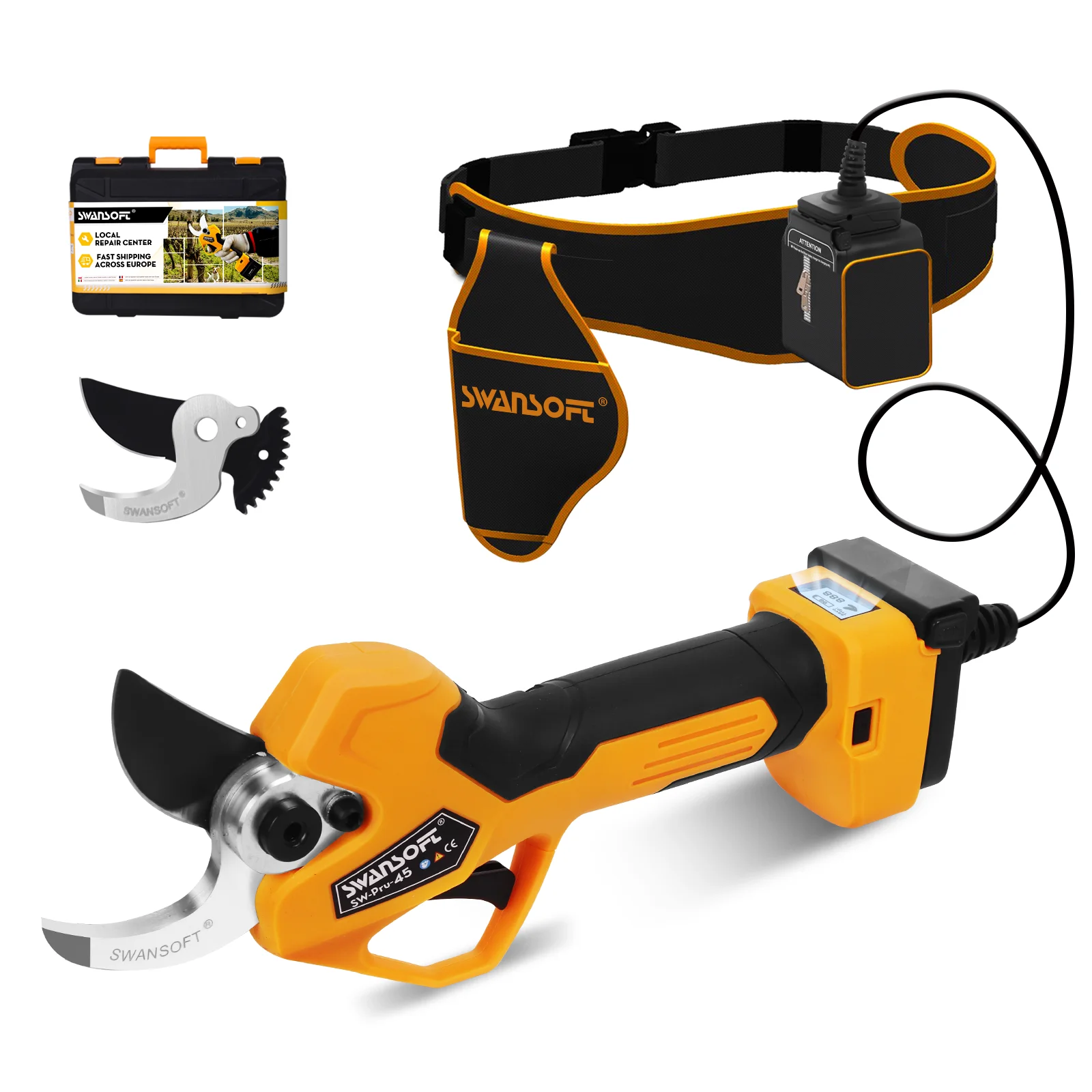 SWANSOFT 45mm Cordless Battery Pruner Direct Factory Supplied Professional Electric Pruning Shear Scissors with CE