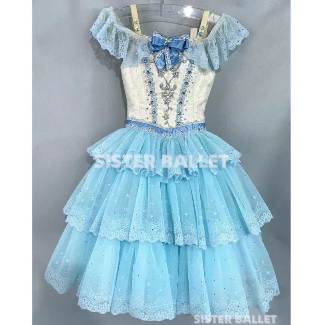 

PROM variation tutu High-end private custom blue professional performance competition dress girl costume