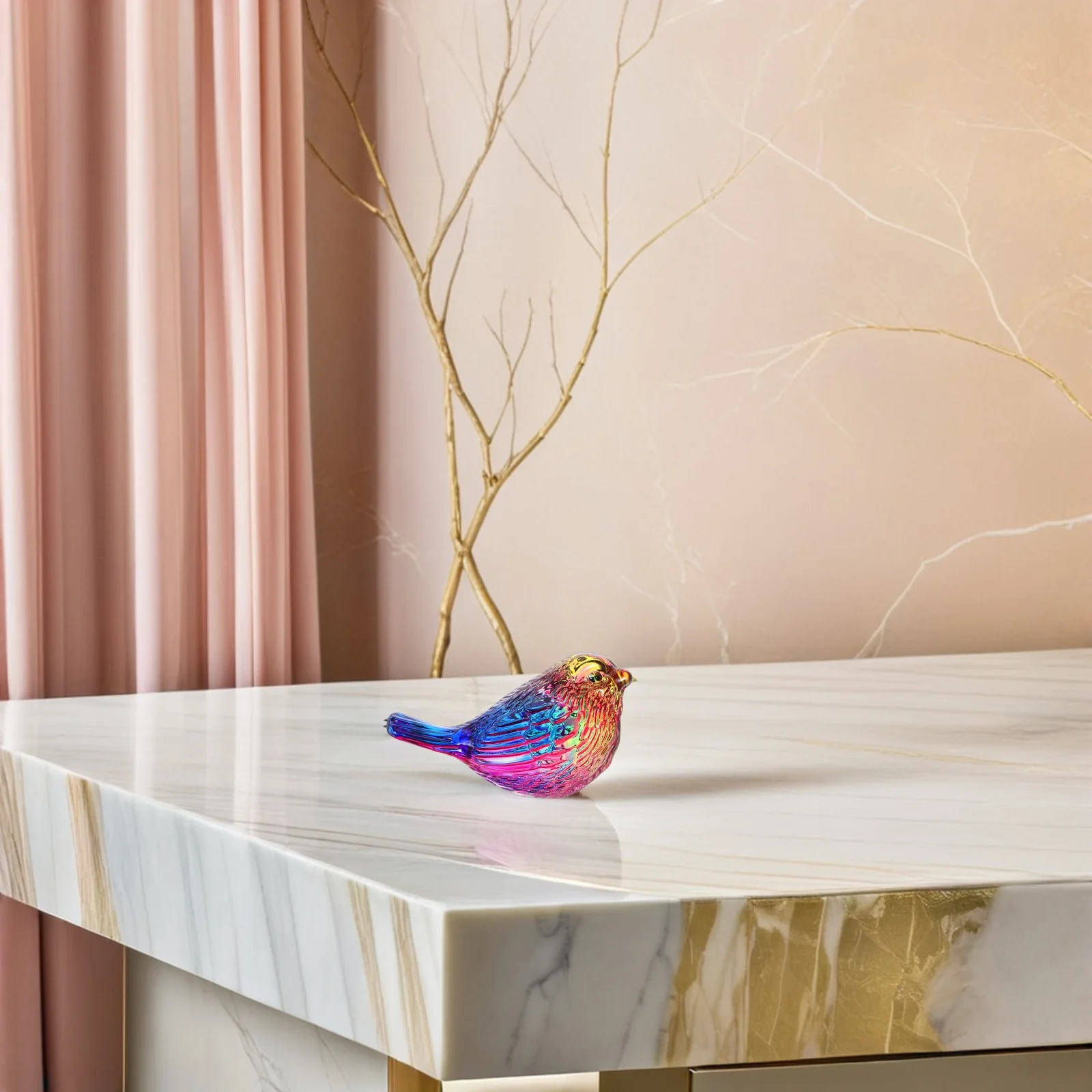 

Luxury Crystal Handmade Glass Animal Ornament Desktop Decoration Miniature Sculpture Home Office Decor Glass Bird