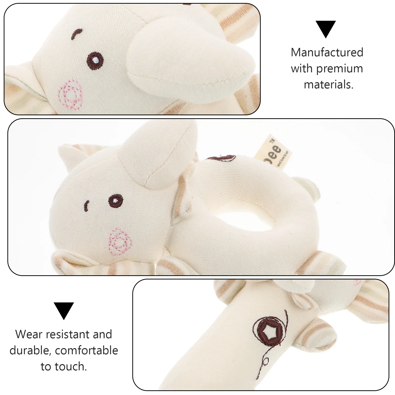 

2 Pcs Toys for Babies Hand Bell Cotton Toddler Cartoon Ivory Baby Music Rattle