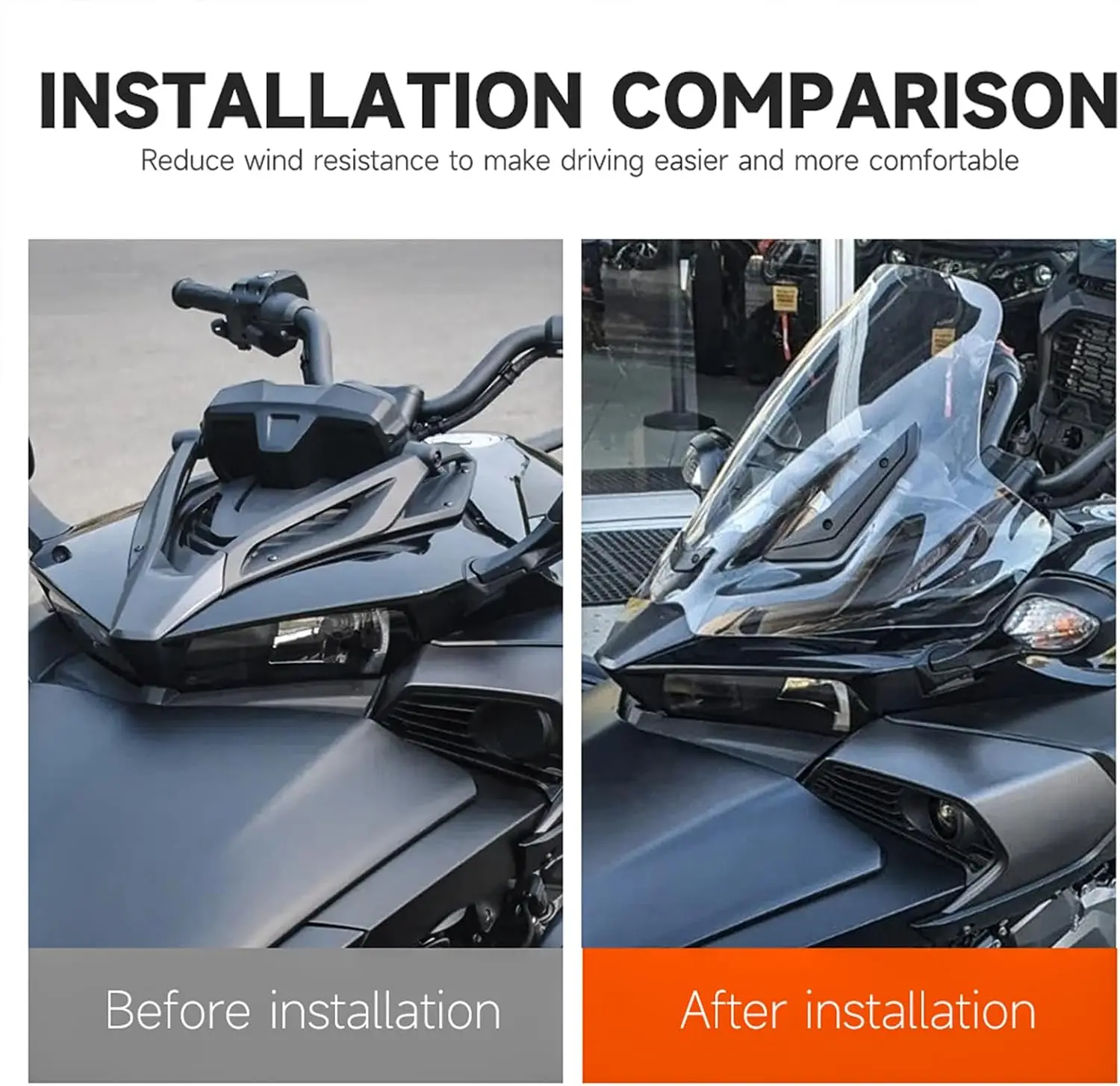 Motorcycle Windshield Deflector Aluminum Alloy Bracket Air Deflectors Spoiler Protector Compatible with Select Motorcycle Models