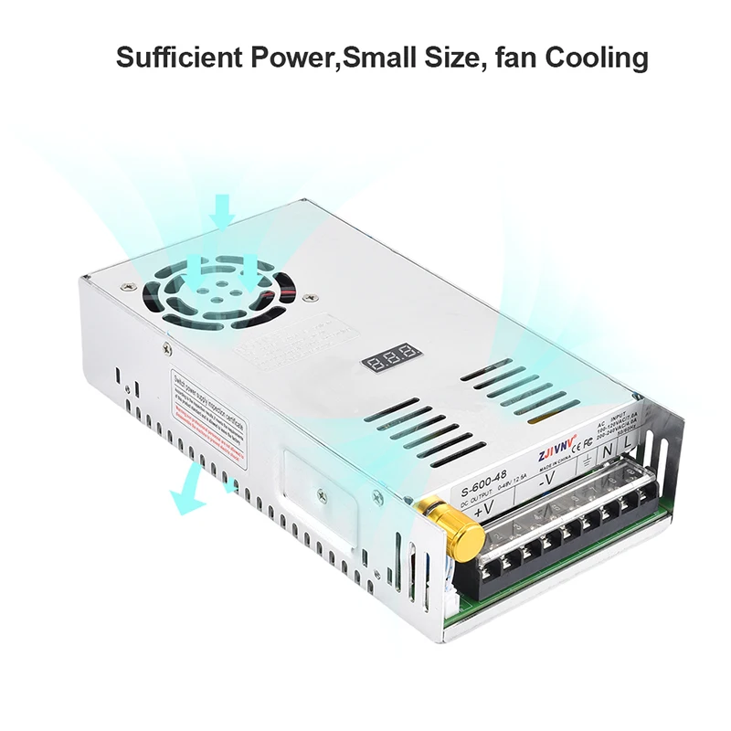 

480W 600W Switching Power Supply Voltage Adjustable CC CV with Digital Display AC 110VAC to DC 12V~220V S-480 S-600
