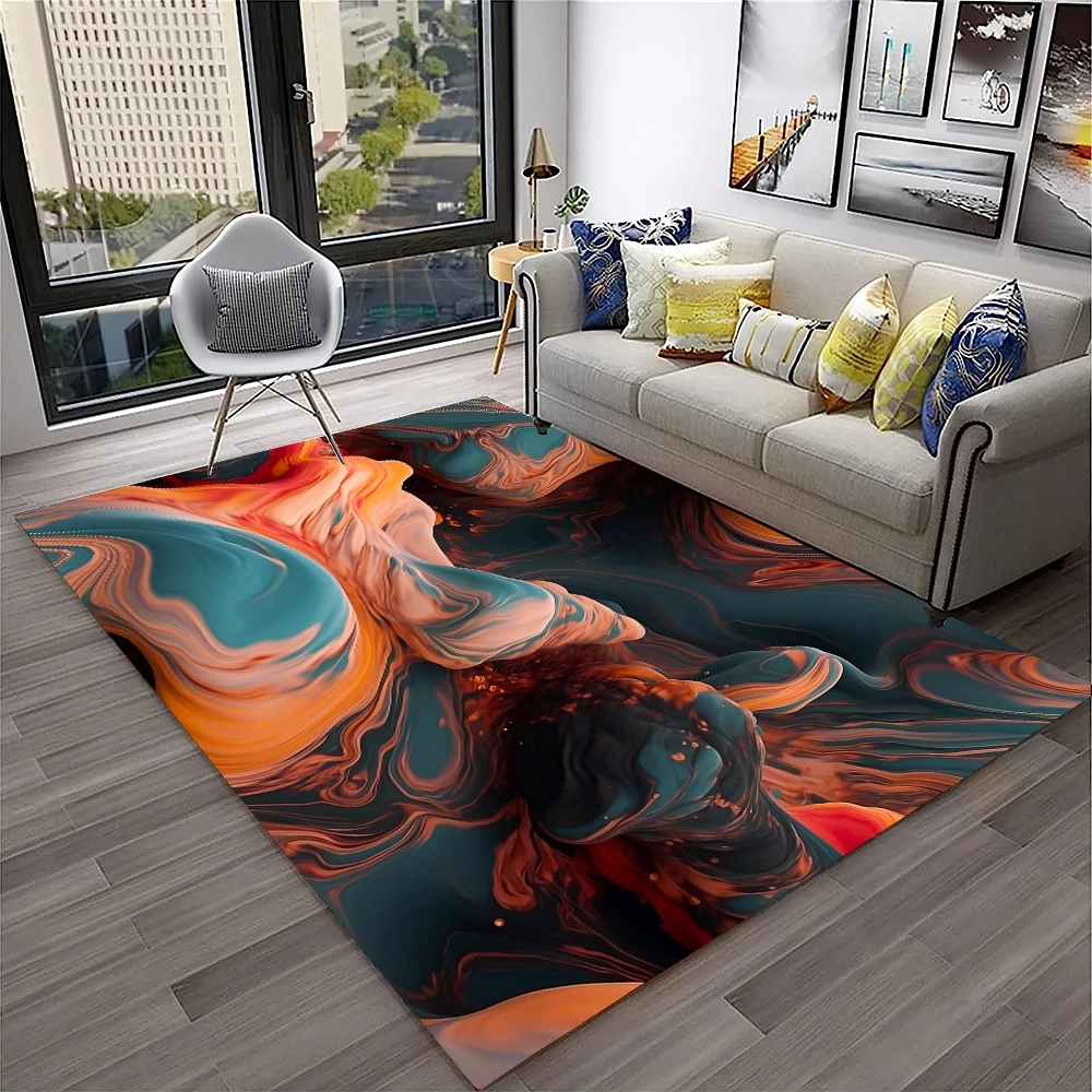 

HD Colour Fluid Irregular Illusion Marble 3D Carpet Rug for Home Living Room Sofa Doormat Decor,kids Area Rug Non-slip Floor Mat