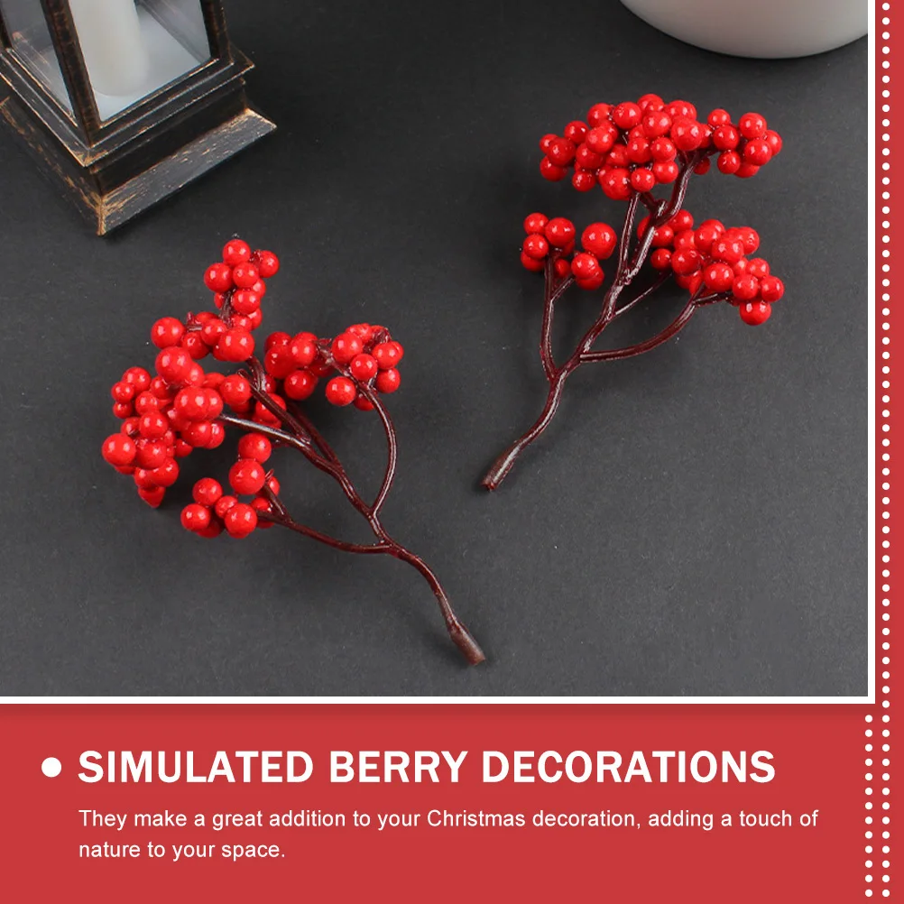 กิ่งเบอร์รี่ปลอมสีแดง 10 ชิ้น กิ่งเบอร์รี่เทียมสำหรับตกแต่งคริสต์มาส สำหรับจัดดอกไม้ DIY ของตกแต่งคริสต์มาส