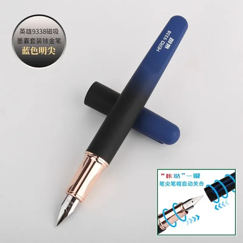 Hot HERO 9338 M Series Metal Fountain Pen Luxury EF 0.38mm Nib Magnetic Closure Cap for Office School Writing Supplies