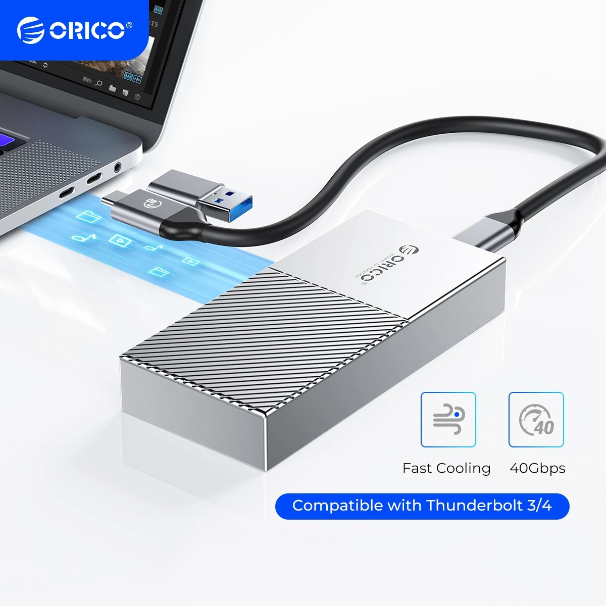 ORICO USB4 NVMe SSD Enclosure 40Gbps PCIe3.0x4 Aluminum M.2 SSD Case Compatible with Thunderbolt 3 4 USB3.2 USB 3.1 3.0 Type-C