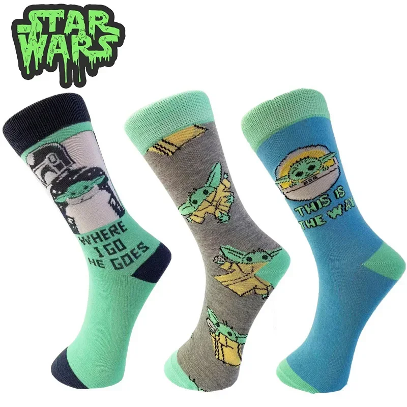 Star Wars Baby Yoda Cartoon Anime Funny Socks Men Hip Hop Print Cotton Socks Harajuku Happy Comfortable Skateboard Socks Gift