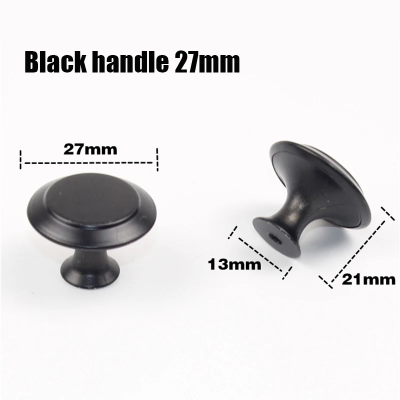 304 Stainless Steel Black Round Single Hole Handle Drawer Mushroom Head Cabinet Handle Hardware Furniture Accessories