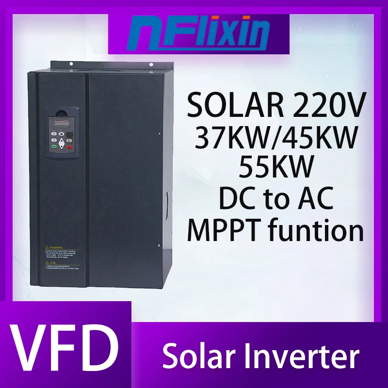 Solar VFD DC 220-400V to 3P 220V AC 11KW-55KW Variable Frequency Drive Converter for Motor Speed Control Inverter