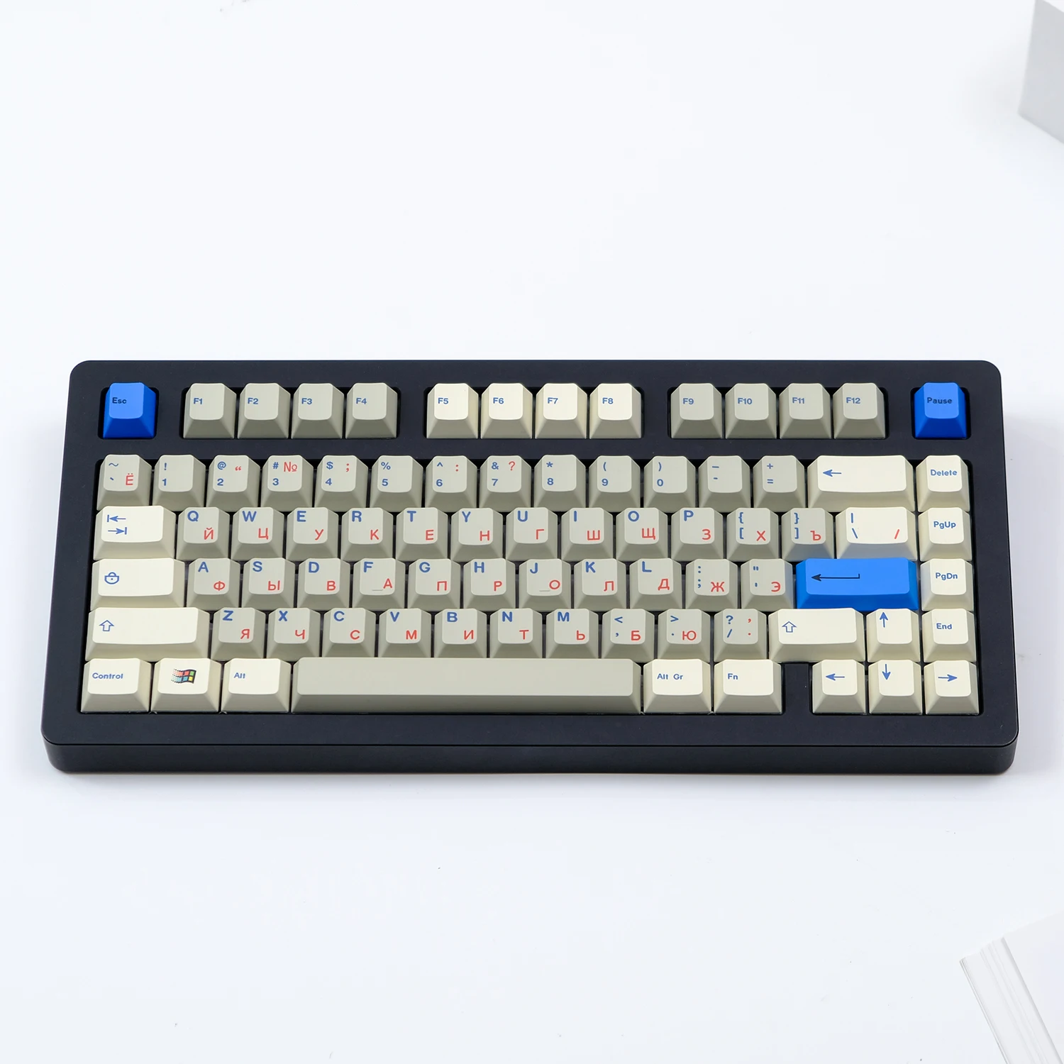 

168 Keys Retro Gray White Blue Red Russian Keycaps Cherry Profile PBT Dye Sublimation Keycap For MX Switch Mechanical Keyboard