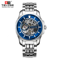 TEVISE Automatic Mechanical Watch for Men Skeleton Fashion&Business Wristwatch Stainless Steel Waterproof  Luminous Hands