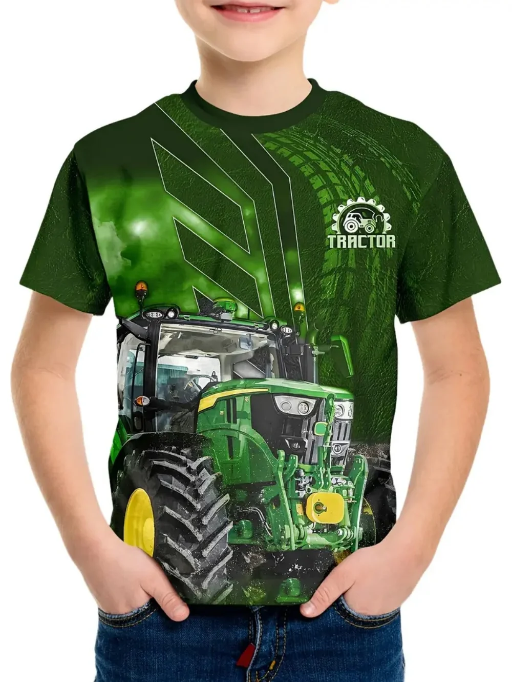 Cool 3D Tractor Print Kids Clothes Boys Tshirt Short Sleeve Fashion Children Summer Clothes Outdoor Active Children's Clothing