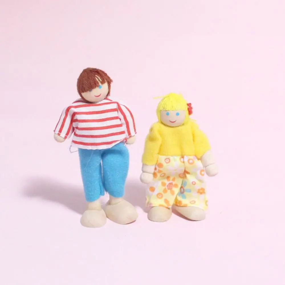 

Toy Wood People Dolls Family Multicolor Playing House Toy Figure Set Kids Gift Photo Props Wooden Doll Dollhouse