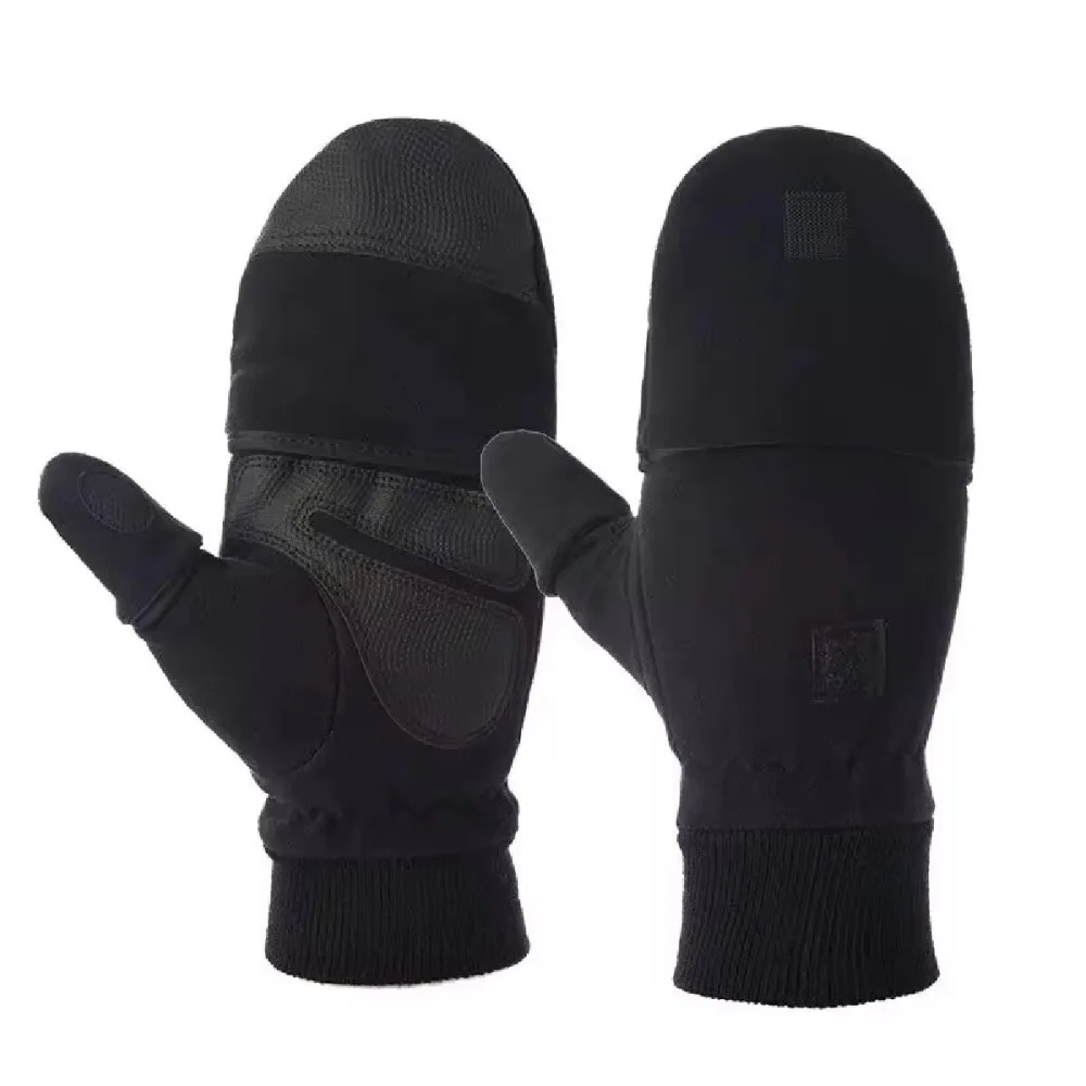 

High Quality Black Winter Gloves Half Finger Flip Cover Fishing Gloves Anti-Slip Warm Photography Gloves Unisex