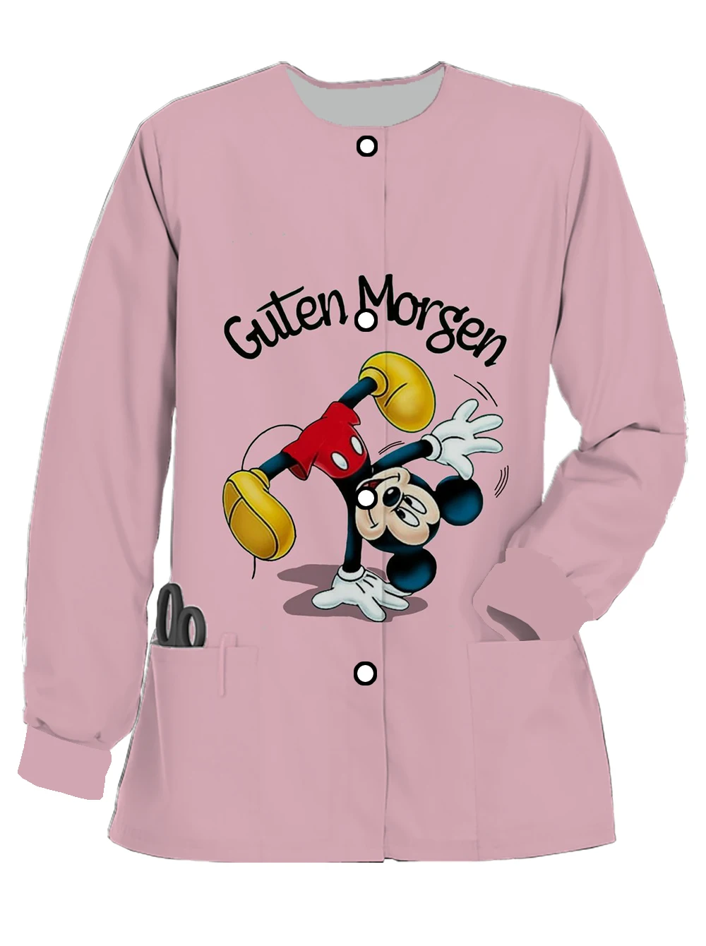 

Spring and autumn Disney cartoon Mickey print women's round neck long sleeve top jacket jacket fashion casual nurse uniform