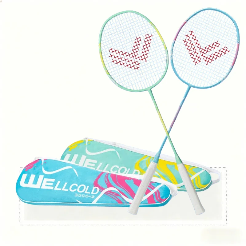 

Mixed Carbon Badminton Racket Set Adult Ultra-light and Durable Training Racket Badminton Racket with Bag