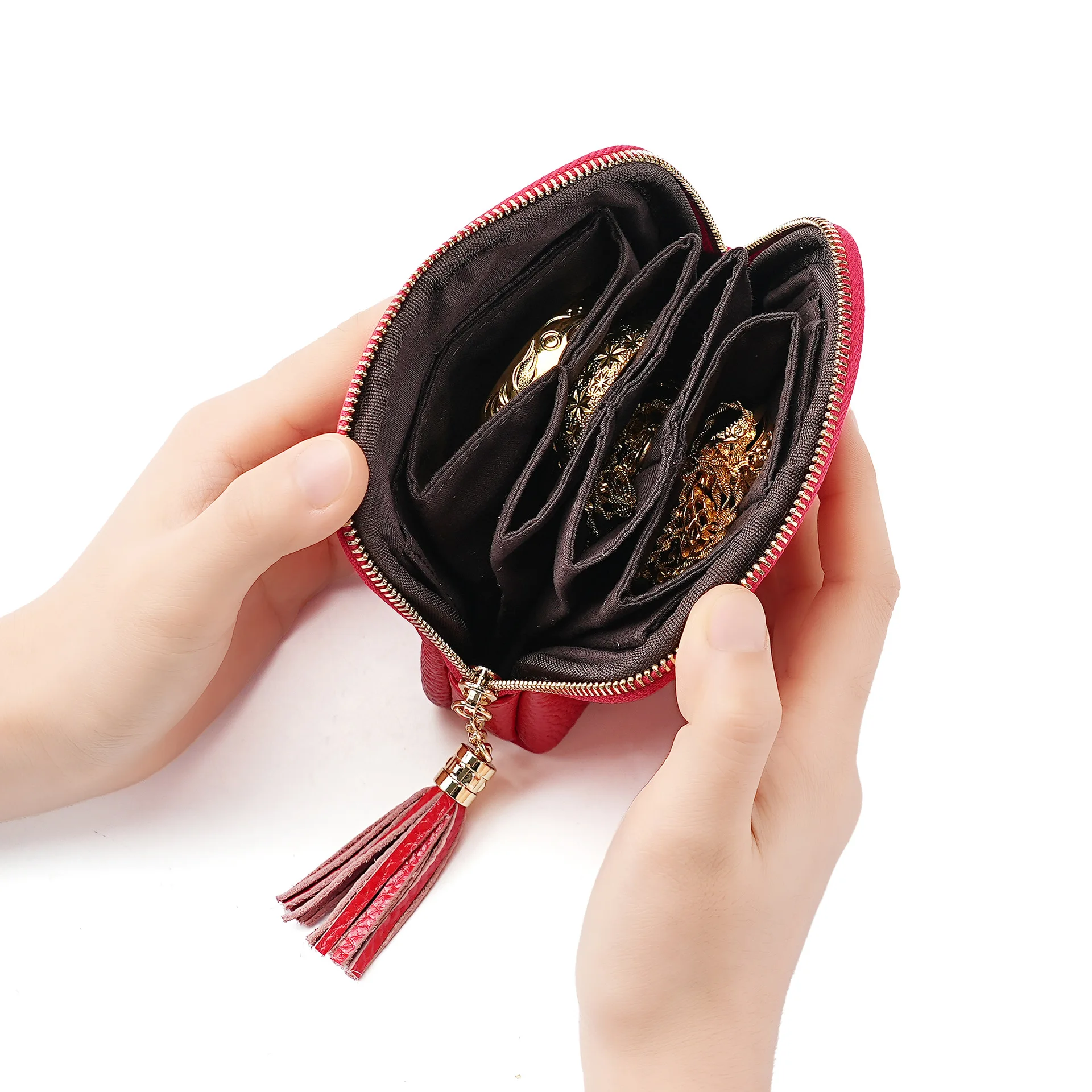 

Genuine Leather Jewelry Mini Organizer Bag for Women Luxury Storage Pouch for Rings Necklaces Bracelets Earrings Accessory