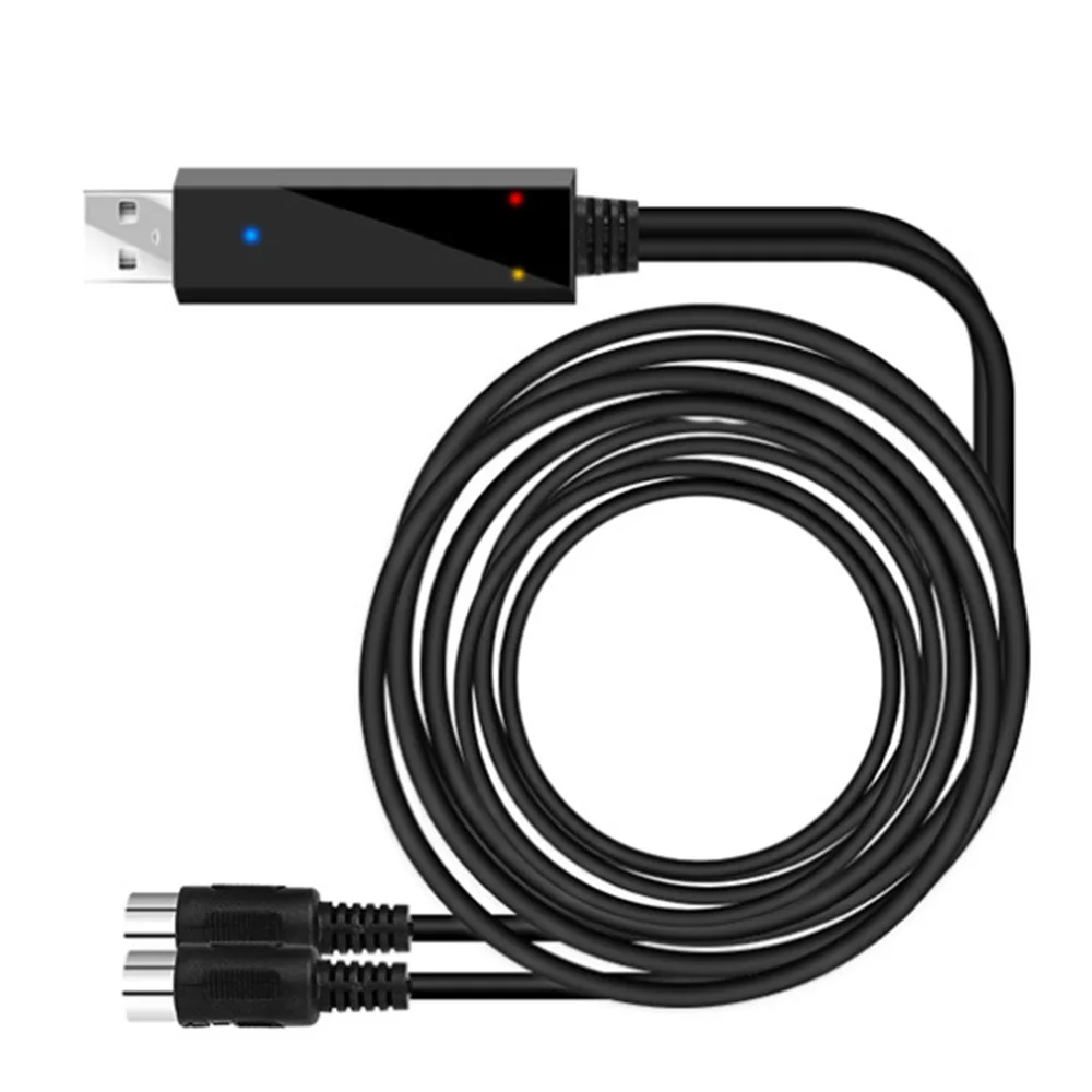 USB MIDI Cable Converter USB Interface To In-Out MIDI Cord Works For PC Laptop To Piano Keyboard In Music Studio 6.5Ft