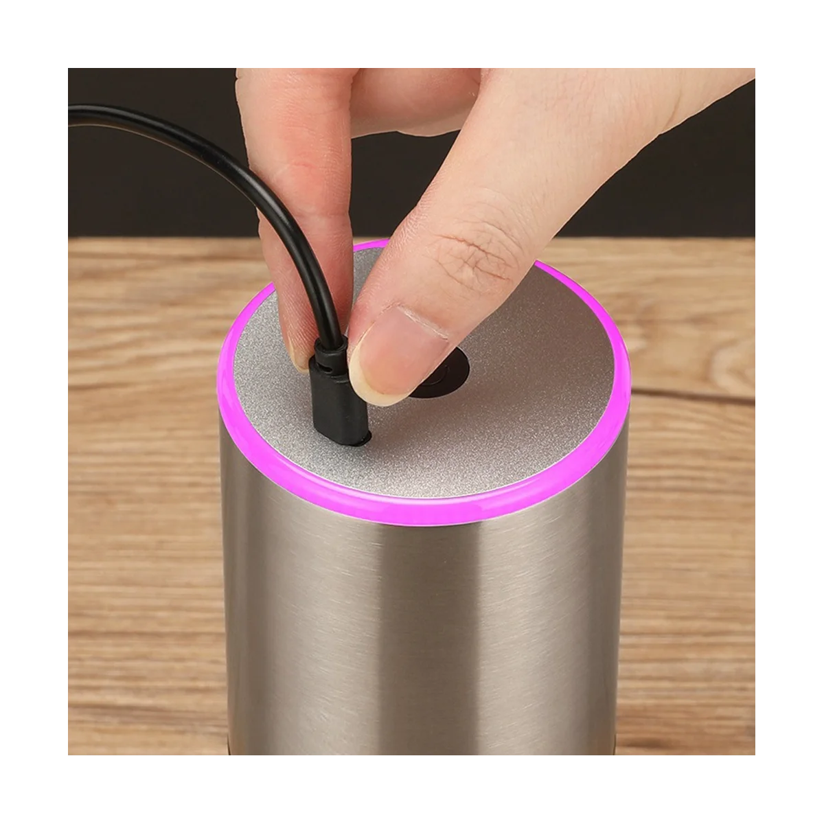 Portable Coffee Grinder Electric USB Rechargeable Coffee Beans Grinding Automatic Bean Grinder for Kitchen Home-Silver