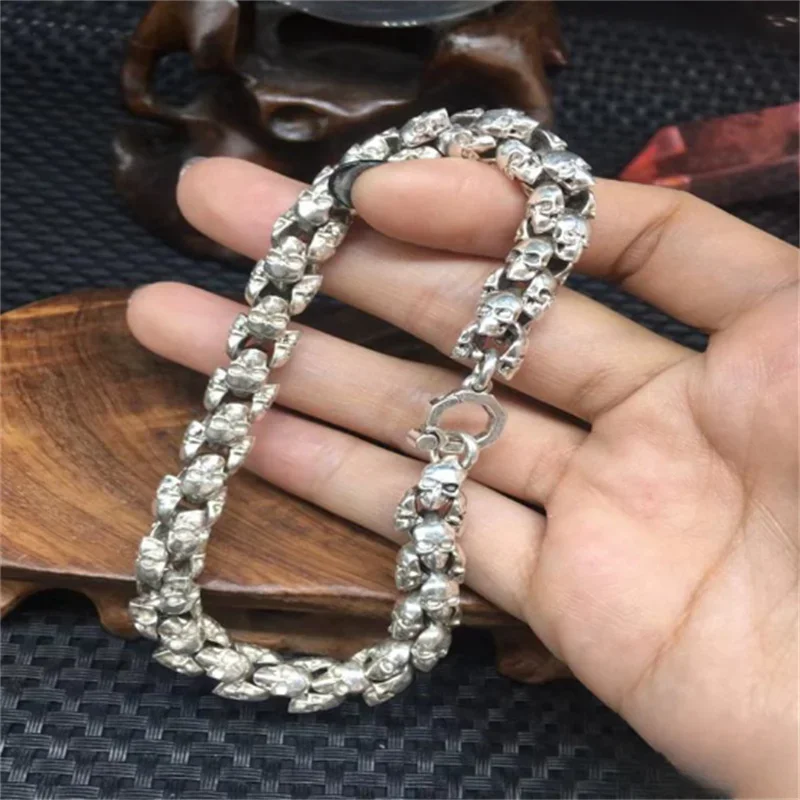 

Little Fairy/ Tibetan Silver Peace Skull Bracelet Attract Wealth Ward Off Evil Spirits Fashionable Personalized Men Women Gift