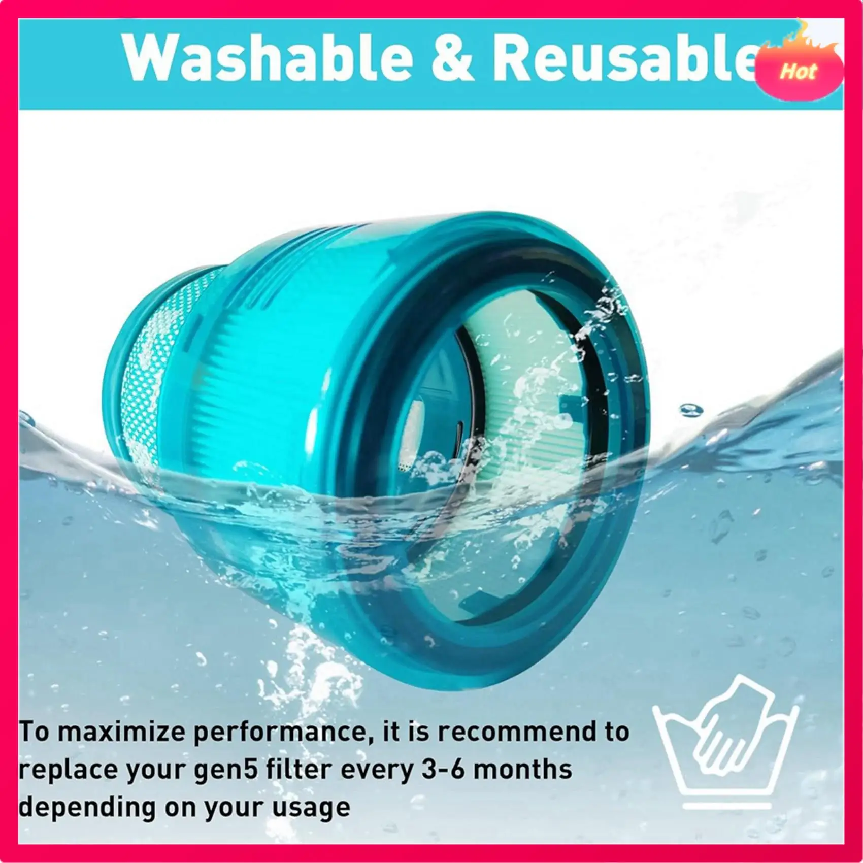 

2 сменных HEPA-фильтра для беспроводного пылесоса Dyson Gen5, многоразового и моющегося