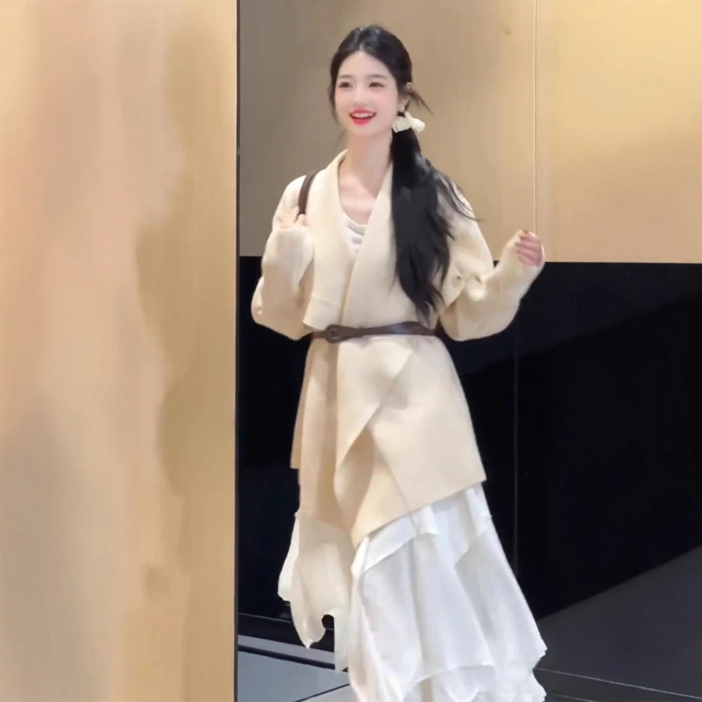 

Soft Sle Asymmetrical Collar Sweater Cardigan Women's Autumn Winter Faion Unique Versatile Personali Top