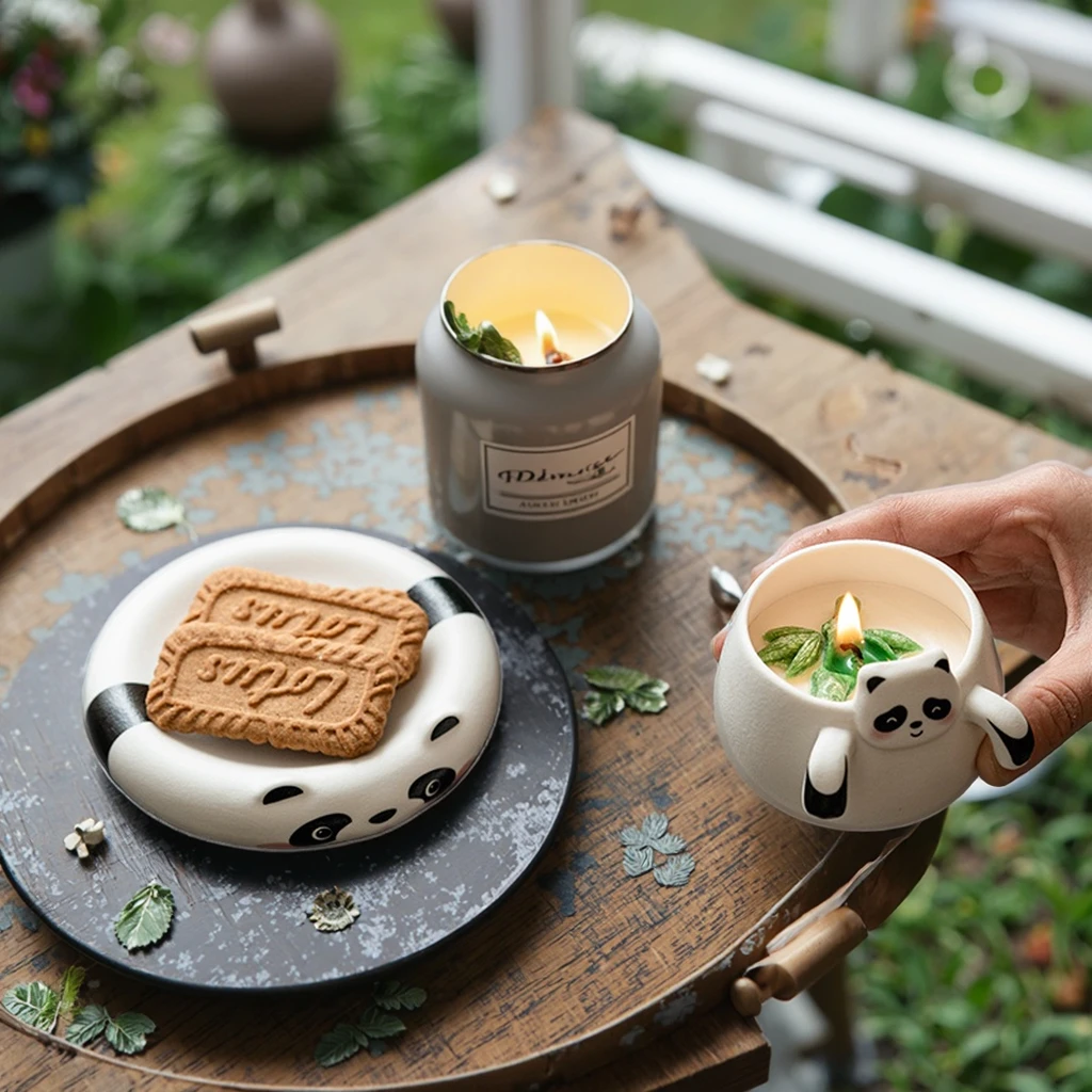

Wholesale Premium Hand-Made Soy Wax Long-lasting Scented Candle Panda Ceramic Tea Cup Set-Valentine's Day Holiday