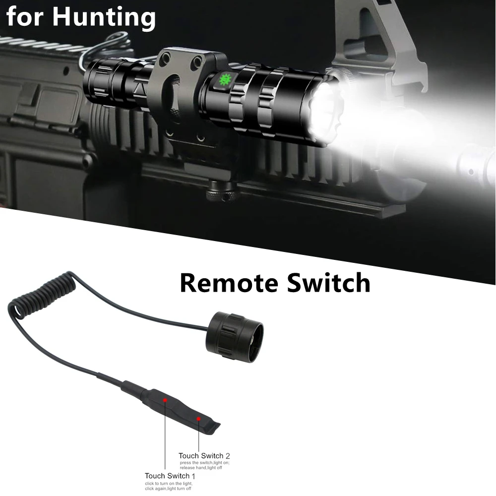 LED Tactical Hunting Flashlight USB Rechargeable Waterproof Torch Lamp Professional Shooting Night Scout Lights Set