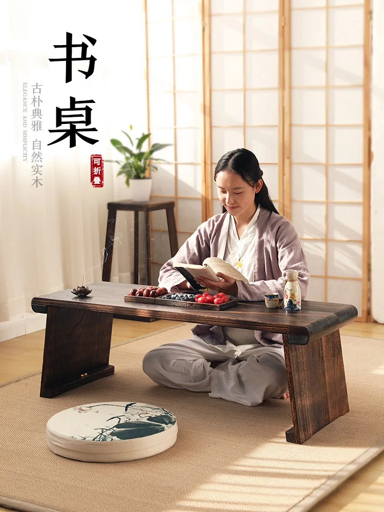 Foldable paulownia guqin table and stool, Zen resonance, low qin table, portable guzheng table, Chinese traditional Chinese cult