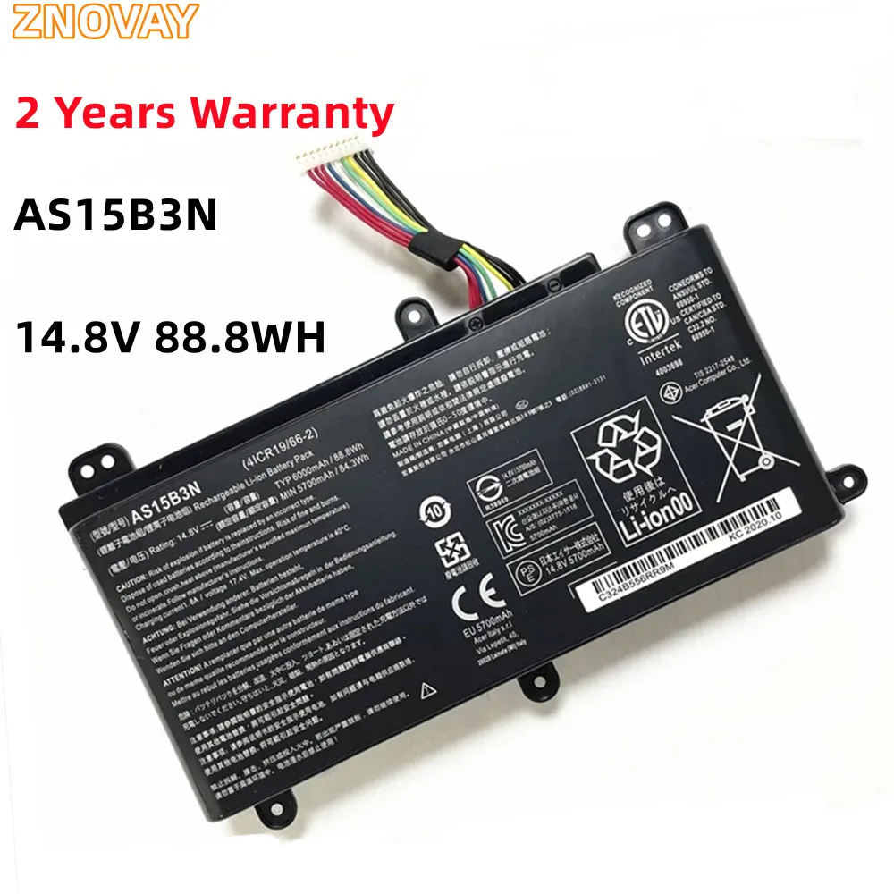 

ZNOVAY AS15B3N 6000mAh Laptop Battery for Acer Predator 17 15 G9-591-713C 17 G9-792-72S6 Predator 21X GX21-71 17X GX-79 G5-79