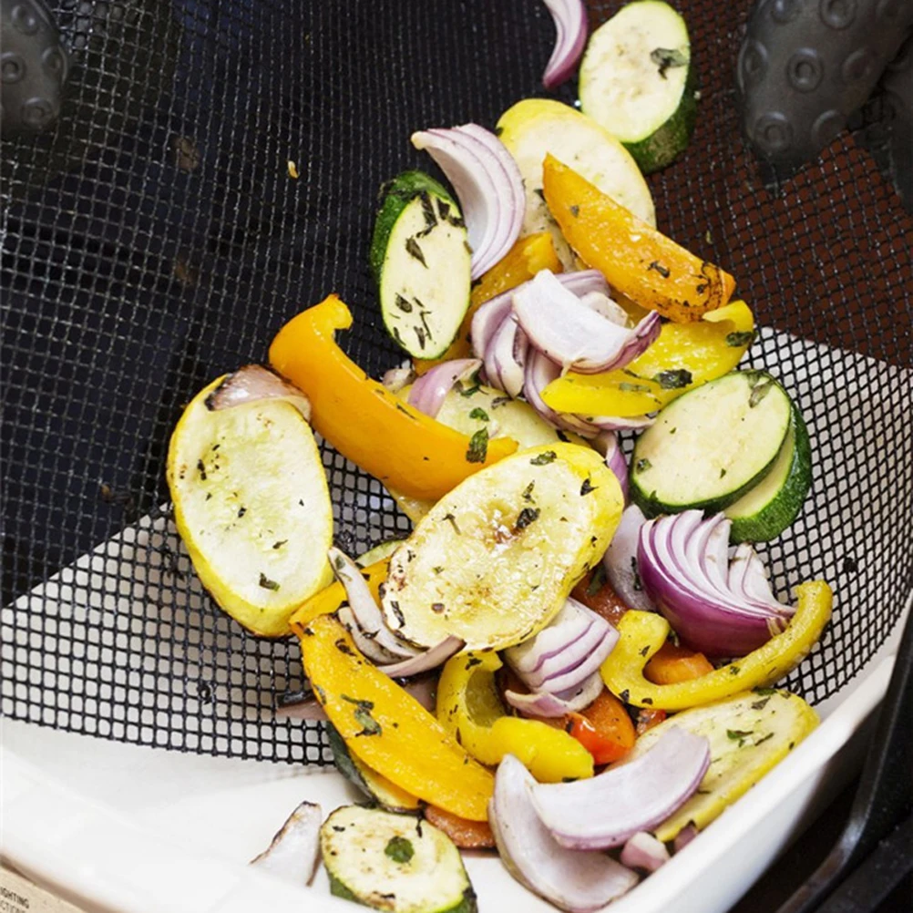 

5Pcs Bbq Grill Mesh Mat Non-Stick Reusable Solid Grilling Mat High Temperature Resistant Eco-Friendly Baking Tool for Vegetable