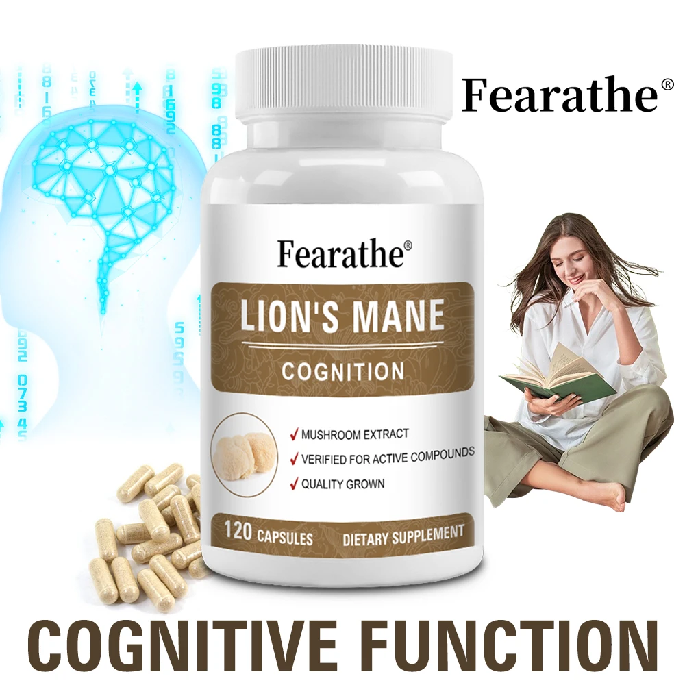 

Lions Mane Brain and Focus Supplements - Mushroom Extract Capsules - Better Cognitive Health, Non GMO, Gluten Free