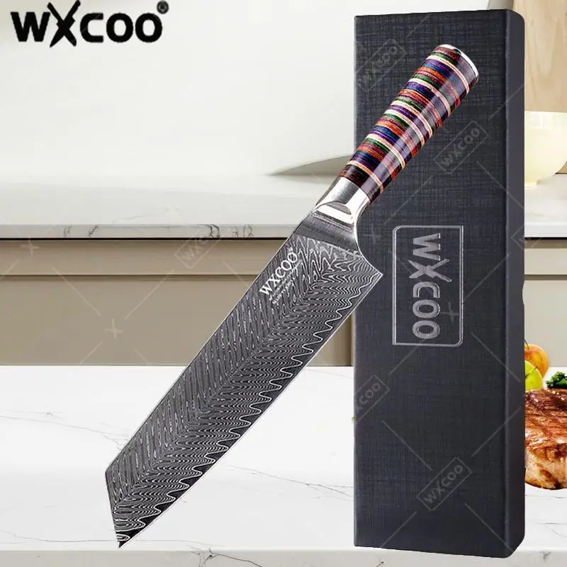 

WXCOO Professional Damascus Steel Kitchen Knives with Box Japanese Slicing Boning Knife 67 Layer Household Fruit Vegetable Knife