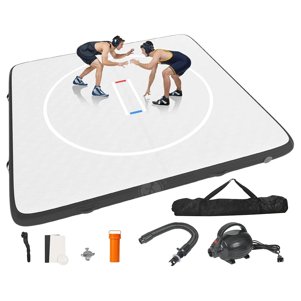 

Black PVC Waterproof Portable Inflatable Gymnastic Wrestling Mat, Custom Training Pad for BJJ MMA Judo and Fitness for Home Gym