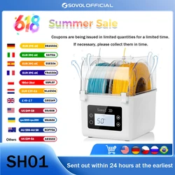 Sovol 2 Rolls Filament Dehydrator Spool Holder Filaments Dry Box for 1.75mm, 2.85mm ABS PLA PETG TPU FDM Material 3D Printer