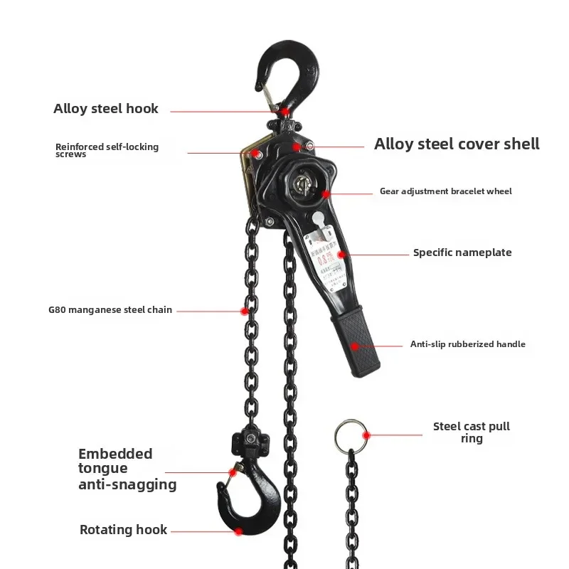 Hebelhebebühne, Rückwärtskettenhebebühne, Anhänger, Rettungskettenbügel, Handhebebühne für den Haushalt