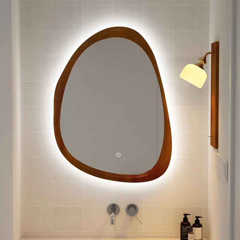 

Solid wood paint bathroom mirror makeup mirror bathroom washstand wall hanging special shape